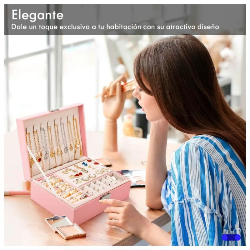Alhajero Joyero Estuche Organizador, Color Rosa