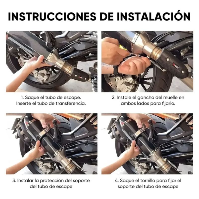 Escape Silenciador Para Moto Deportivo Universal 38-51mm, Color Negro