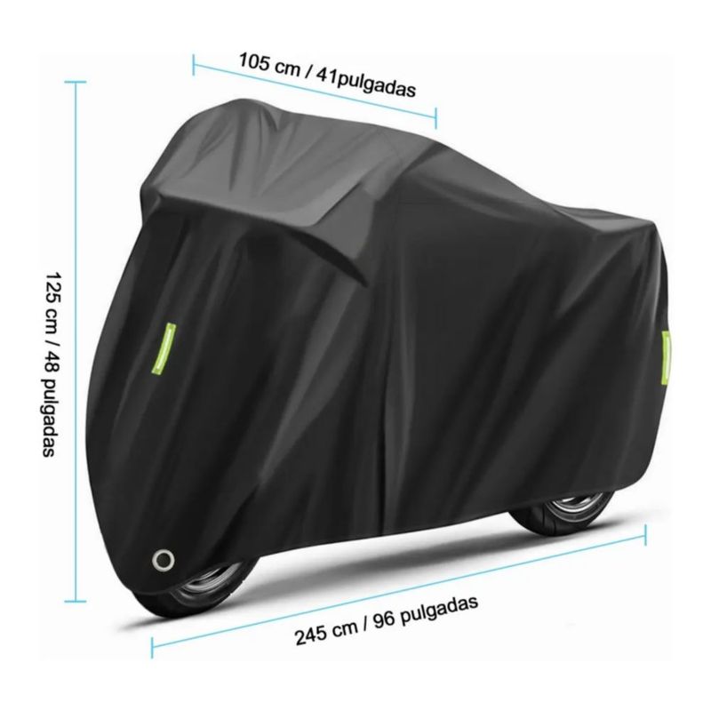 Funda Impermeable Protección Solar Para Motocicleta, Color Negro