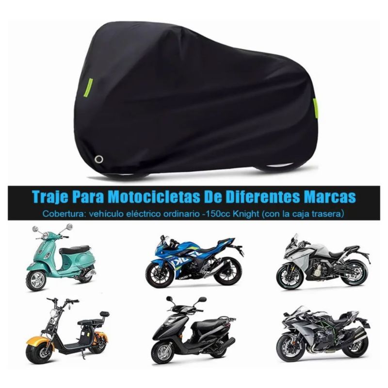 Funda Impermeable Protección Solar Para Motocicleta, Color Negro