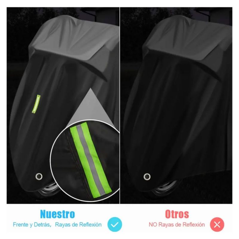 Funda Impermeable Protección Solar Para Motocicleta, Color Negro
