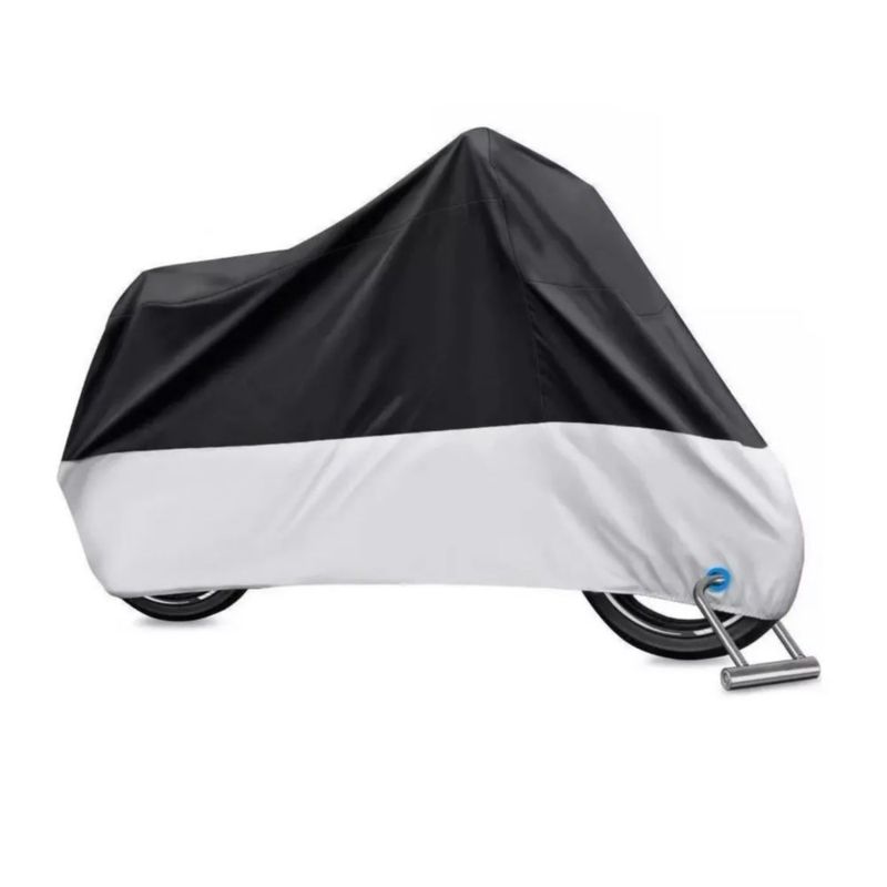 "Funda Impermeable Para Motocicleta De 190t, Color Negro/Plata