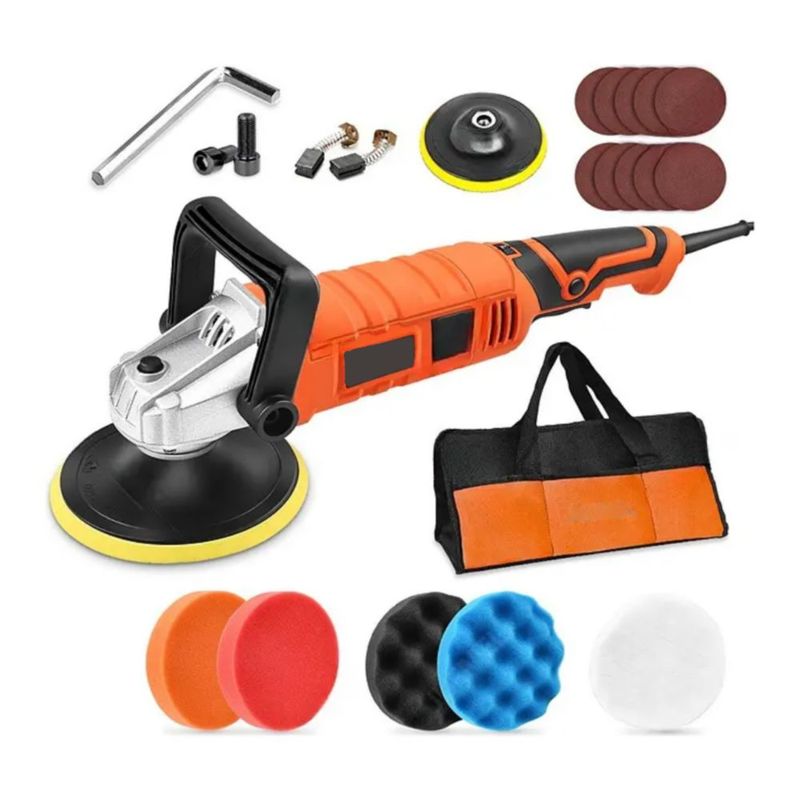 Pulidora Eléctrica Para Coche Piso 1850w 110v 18pzs 3300 Rpm Color Naranja