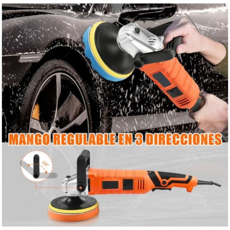 Pulidora Eléctrica Para Coche Piso 1850w 110v 18pzs 3300 Rpm Color Naranja