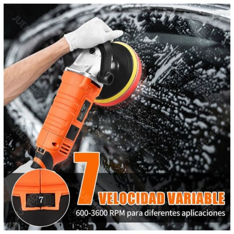Pulidora Eléctrica Para Coche Piso 1850w 110v 18pzs 3300 Rpm Color Naranja