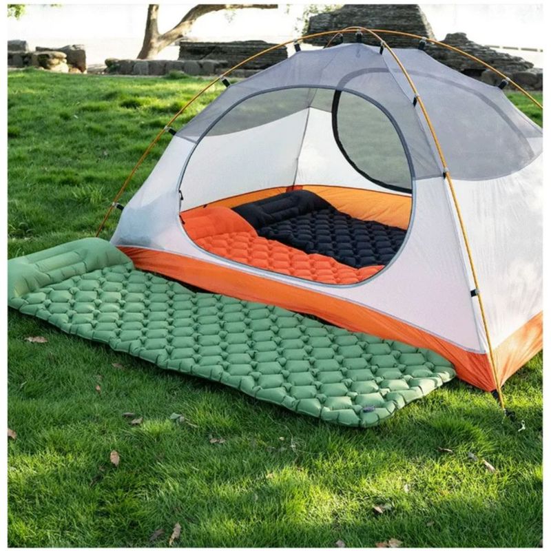 Colchón Inflable De Dormir Portátil Ultraligera De Acampar,  Color Verde