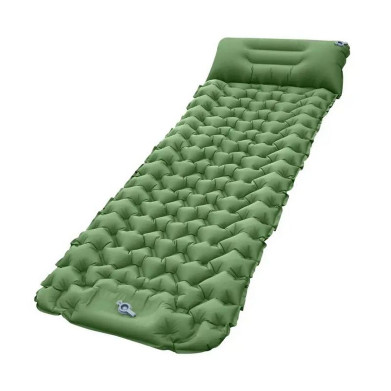 Colchón Inflable De Dormir Portátil Ultraligera De Acampar,  Color Verde