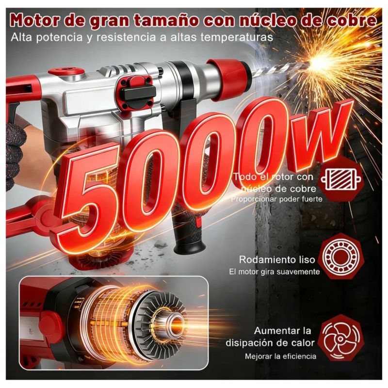 Rotomartillo Cincelador Perforador Sds Industrial 2200w Rojo