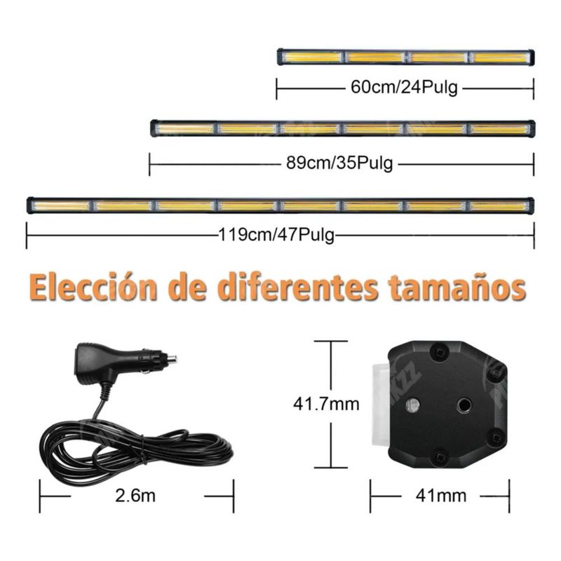 Barra Torreta Estrobo Código Leds Cob Policía 35 Pulgadas de 60w, Color Rojo