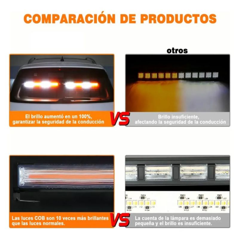 Barra Torreta Estrobo Código Leds Cob Policía 35 Pulgadas de 60w, Color Rojo