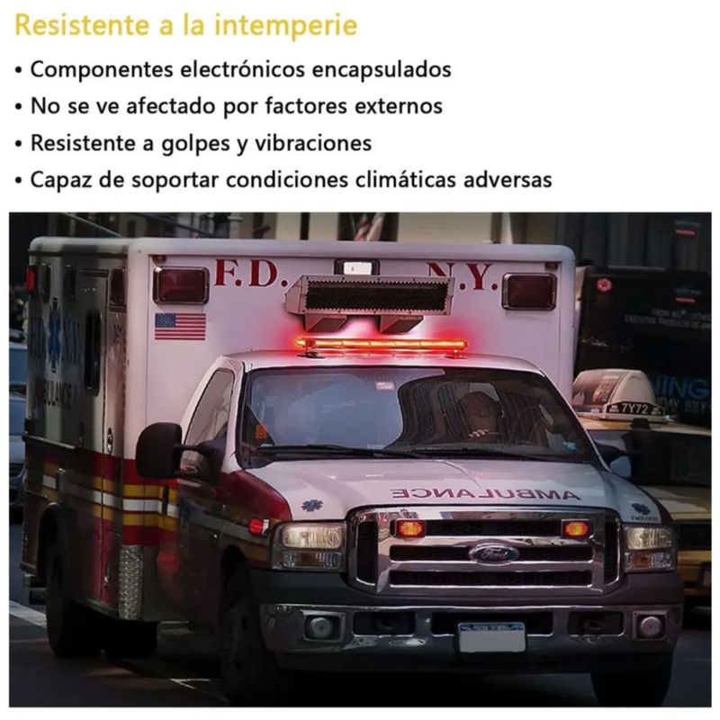 Barra Torreta Estrobo Código Leds Cob Policía 35 Pulgadas de 60w, Color Rojo