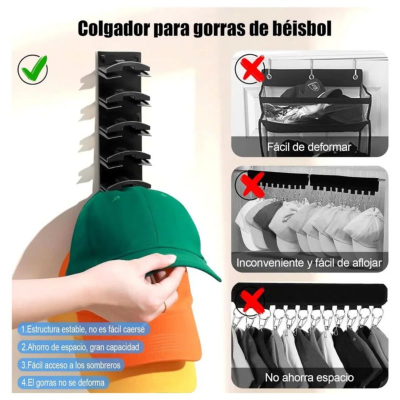 20 Gancho Organizador De Gorras, Color Negro