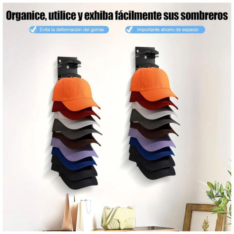 20 Gancho Organizador De Gorras, Color Negro