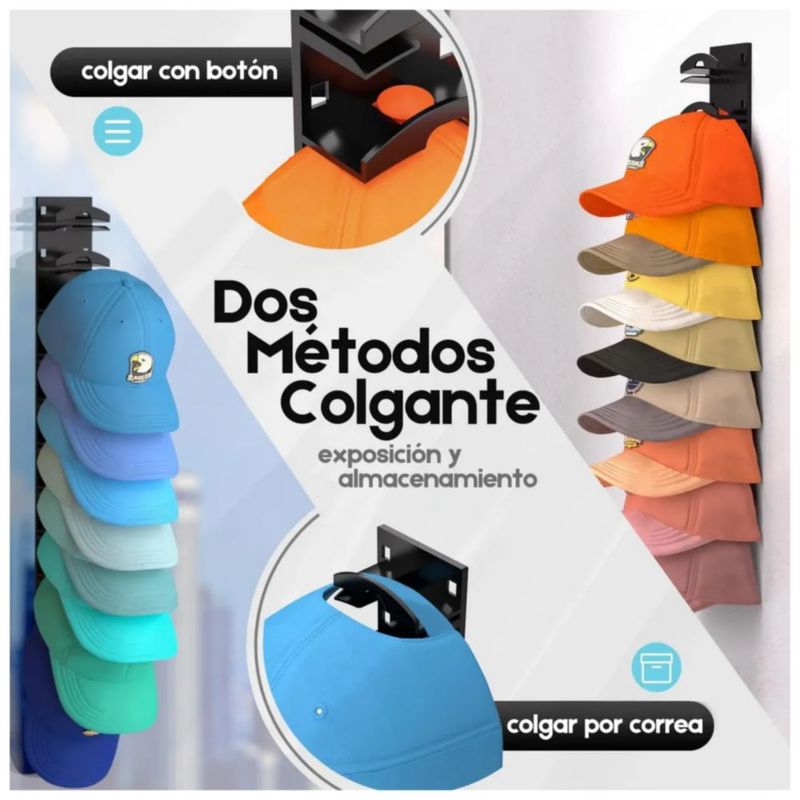 20 Gancho Organizador De Gorras, Color Negro