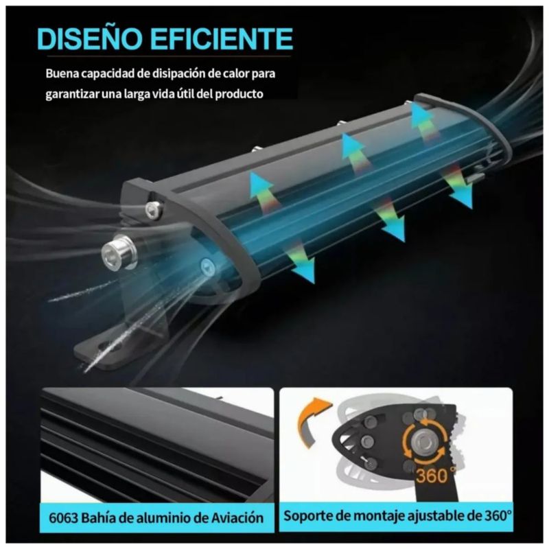 Par Faros Barras 36w Led Auxiliares Auto Moto Jeep Rzr, Color Negro