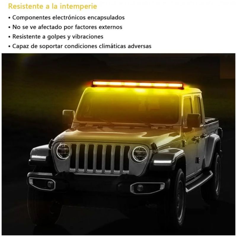 Barra Torreta Estrobo Leds Cob Policía 35 Pulgadas 60w, Color Amarillo