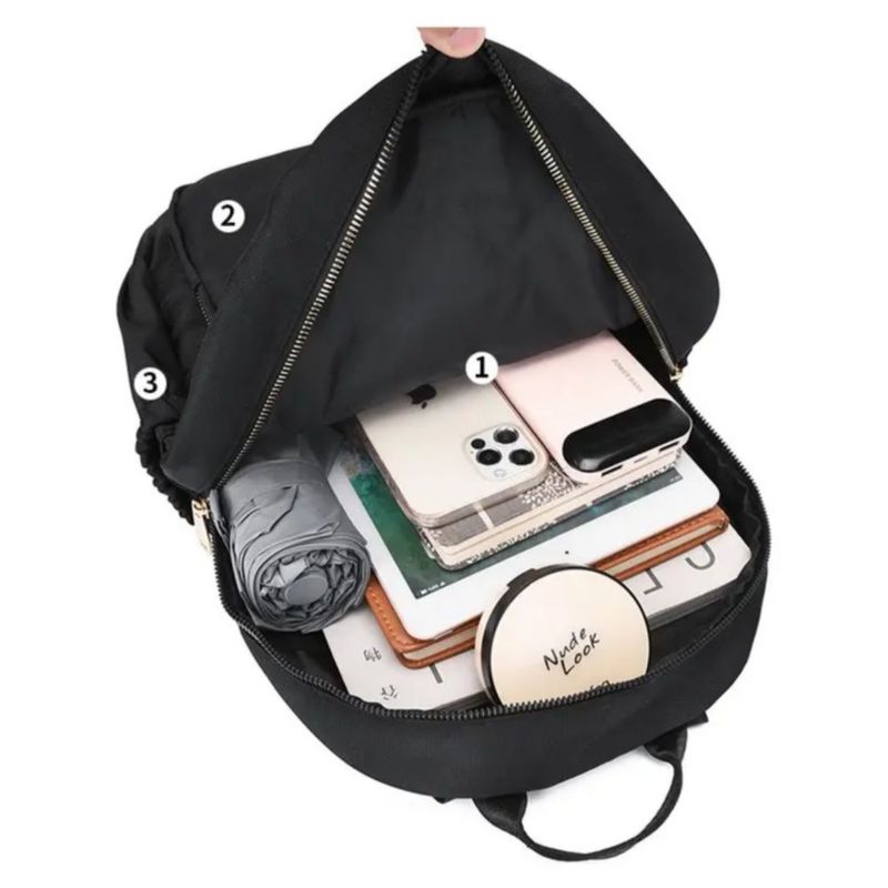 Mochila Bolso De Mujer Moda Impermeable Antirrobo Moda, Color Negro