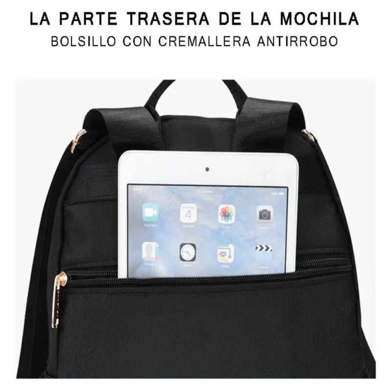 Mochila Bolso De Mujer Moda Impermeable Antirrobo Moda, Color Negro