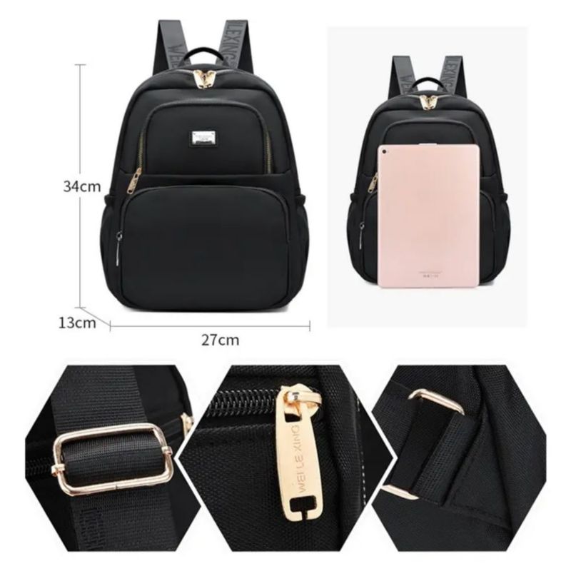 Mochila Bolso De Mujer Moda Impermeable Antirrobo Moda, Color Negro
