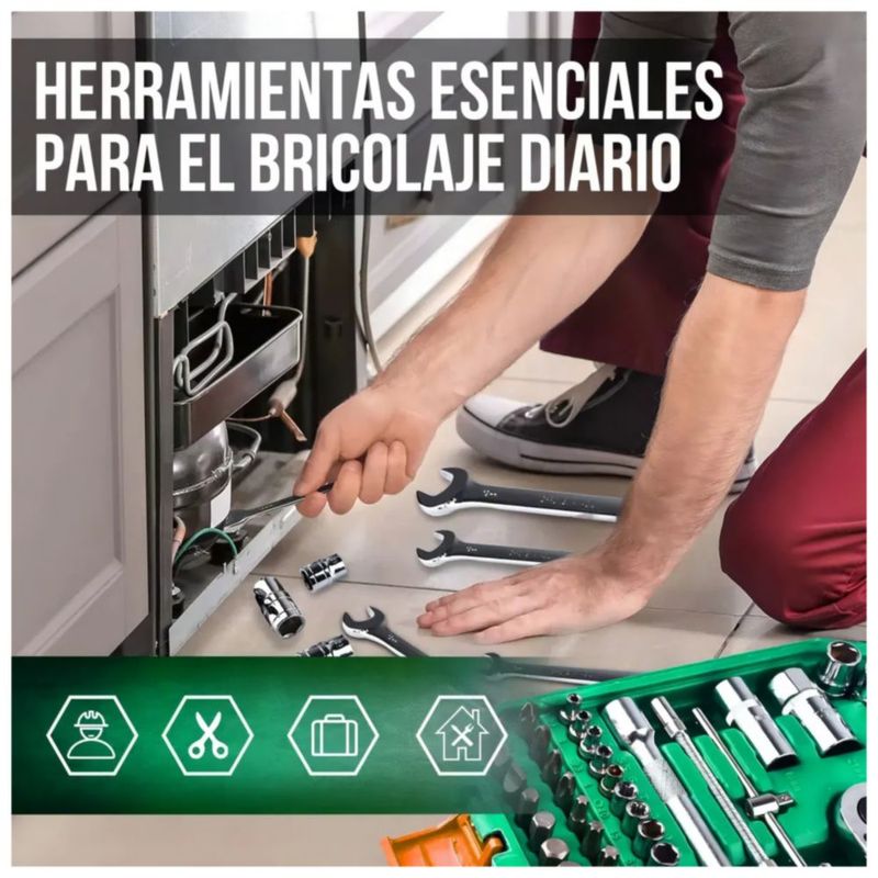 Juego De Herramientas Reparación Automóviles 82pzs Estuche verde