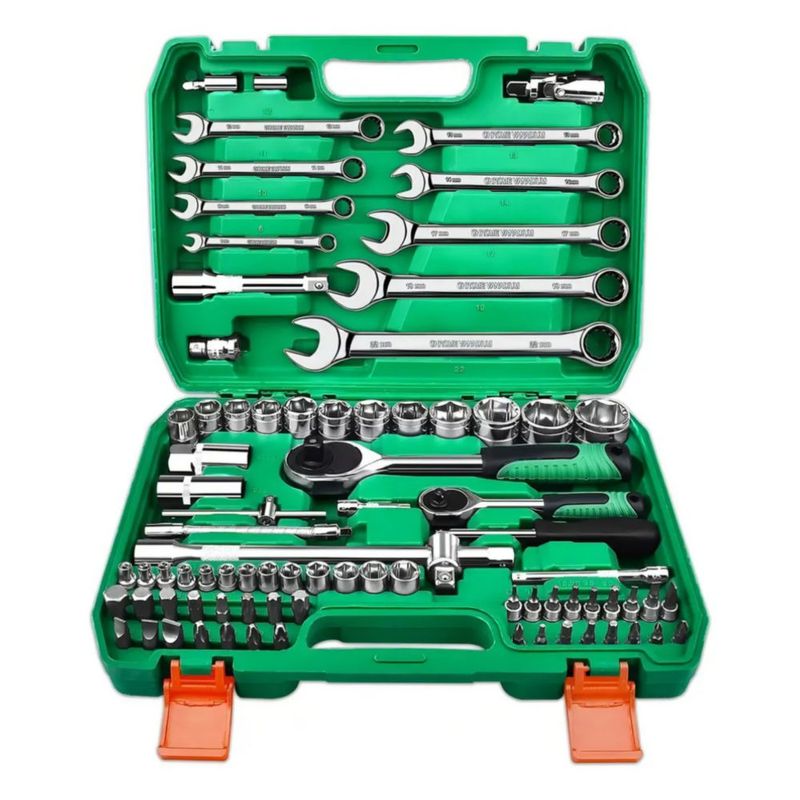 Juego De Herramientas Reparación Automóviles 82pzs Estuche verde