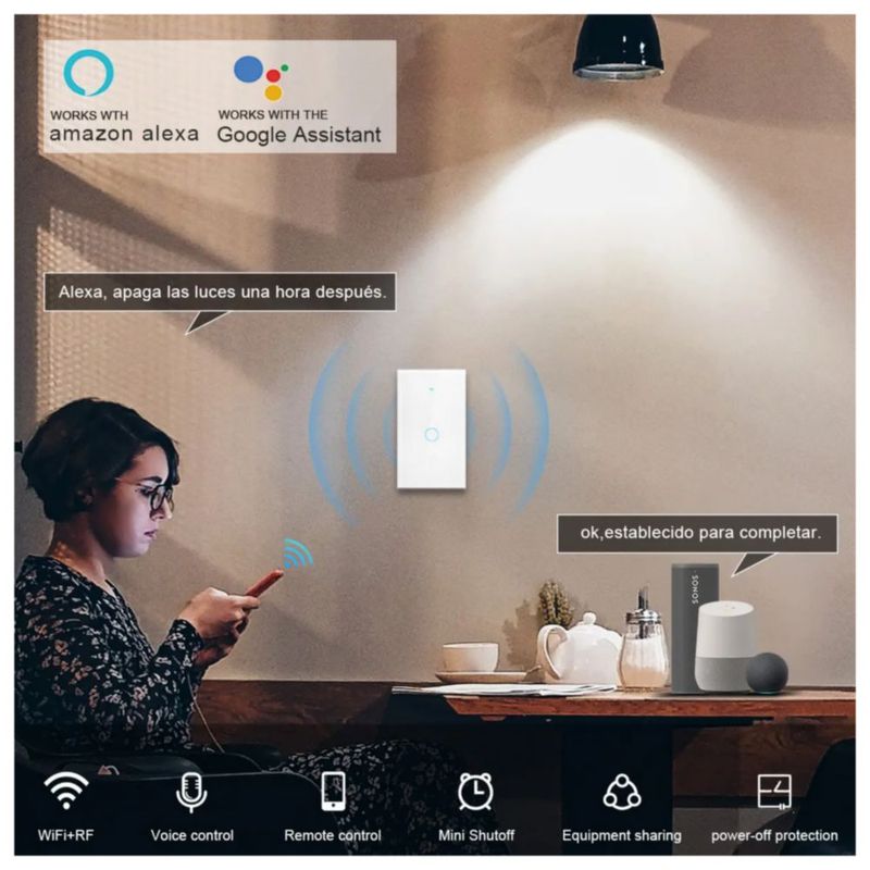 Interruptor Inteligente Wi-fi De 1 Vías Blanco Sin Neutro