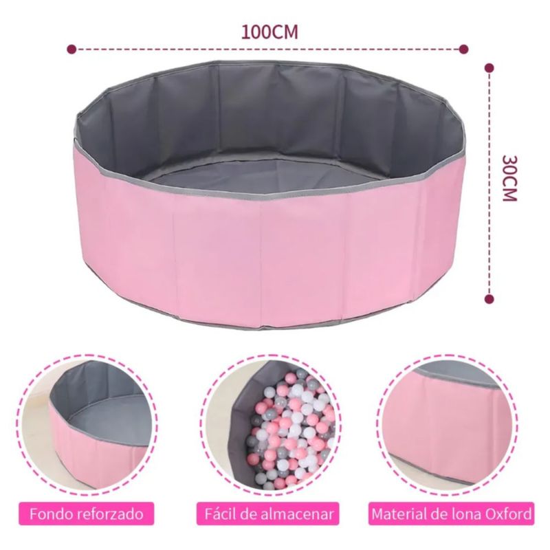 Corralito Para Bebe Plegable Corral Gimnasio Rosa/Gris