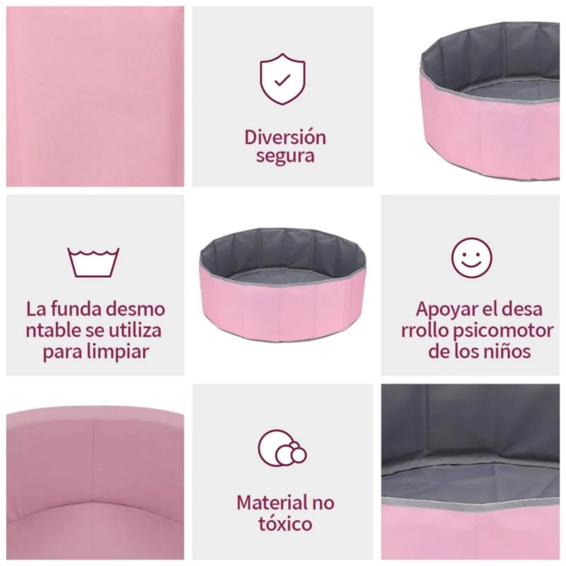 Corralito Para Bebe Plegable Corral Gimnasio Rosa/Gris