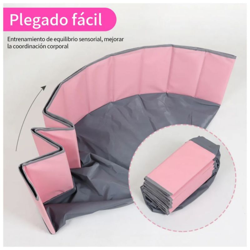 Corralito Para Bebe Plegable Corral Gimnasio Rosa/Gris