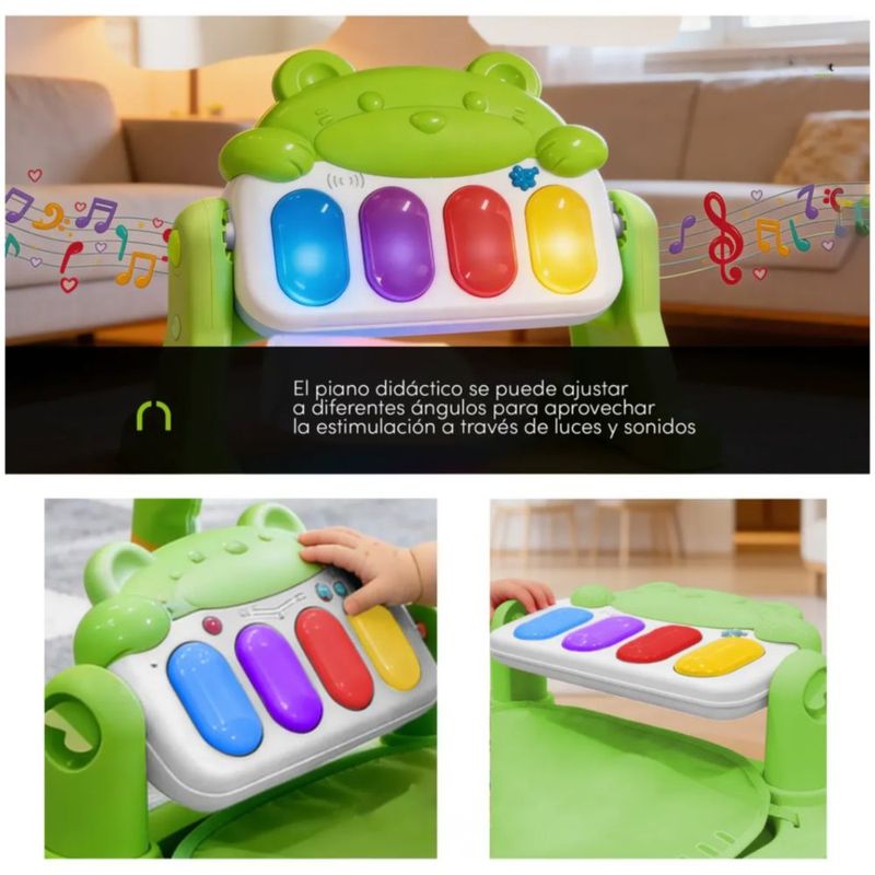 Gimnasio Con Tapete Acolchado Y Piano Para Bebé Verde Sol, Panda, Changos