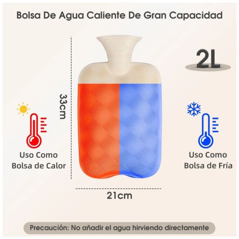 Bolsa Agua Caliente Reutilizable Con Tapa Blanda, Color Gris