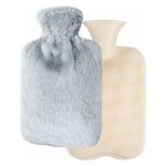 Bolsa Agua Caliente Reutilizable Con Tapa Blanda, Color Gris