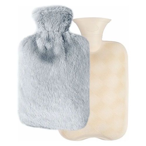 Bolsa Agua Caliente Reutilizable Con Tapa Blanda, Color Gris