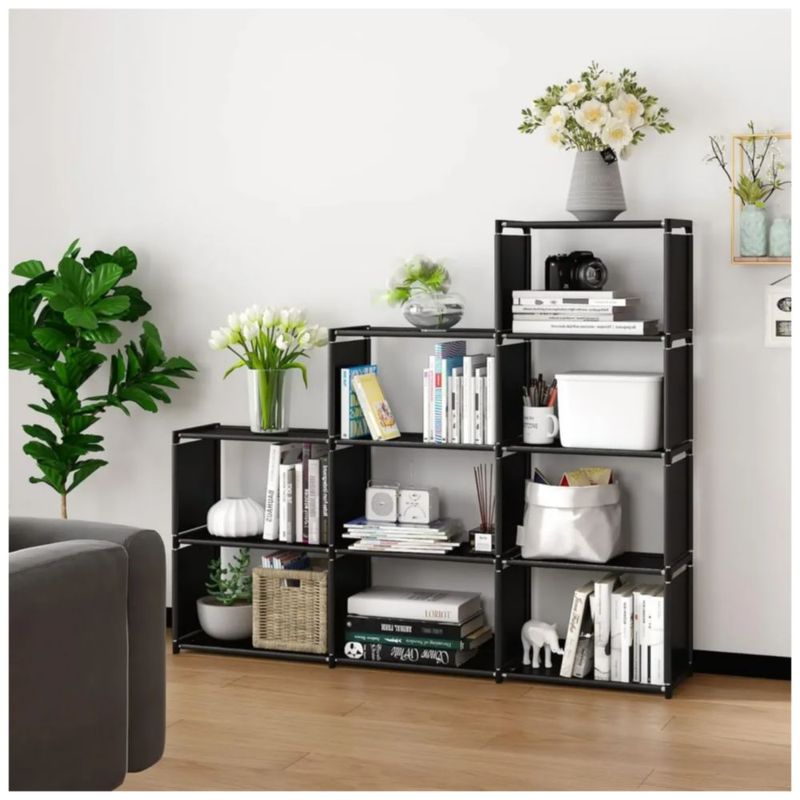 Librero  Mueble Organizador Cubos Negro