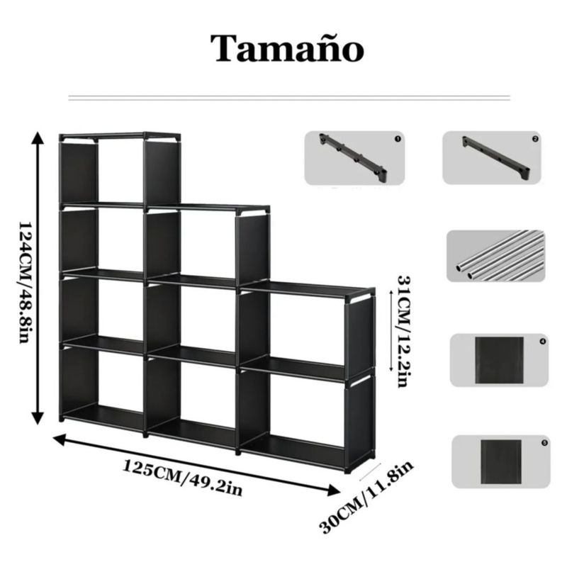 Librero  Mueble Organizador Cubos Negro