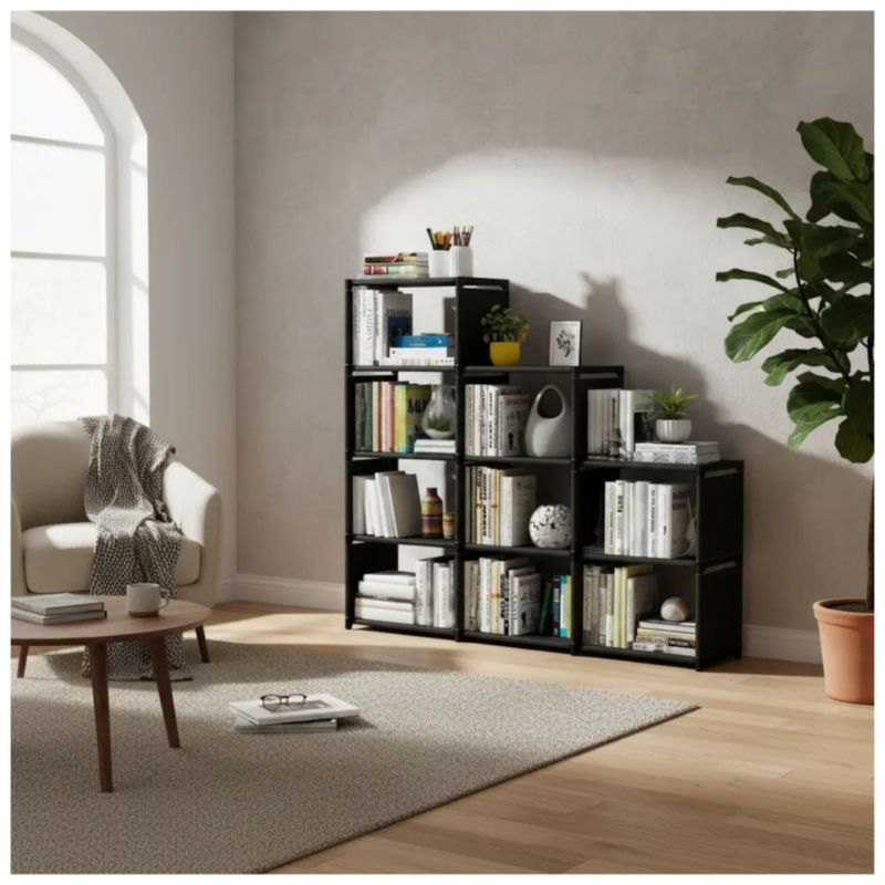 Librero  Mueble Organizador Cubos Negro