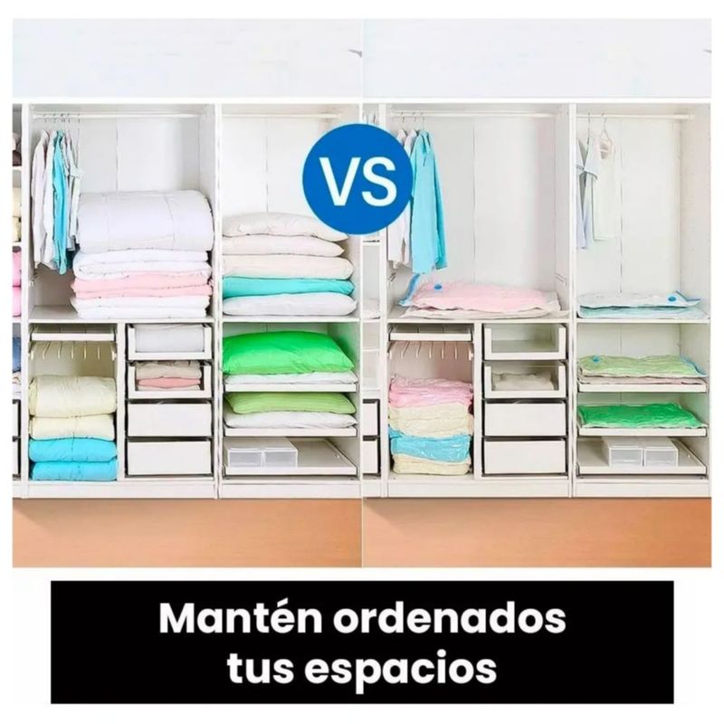 Bolsas Almacenamiento Al Vacío 18 Pzs Ropa Y Edredón+ Bomba, Color Azul