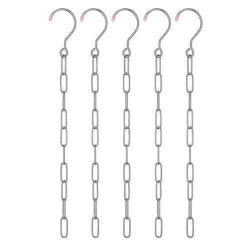 5 Cadena Metálica Forrada De Plástico Gancho, Color Plata