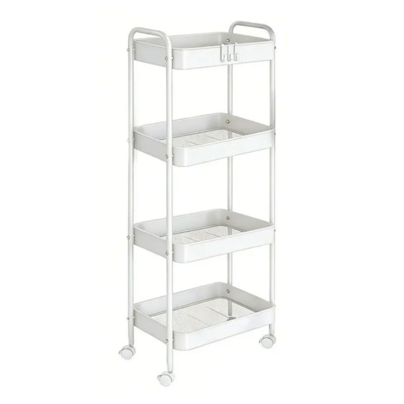 Carrito Organizador De 4 Niveles Para Cocina, Color Blanco