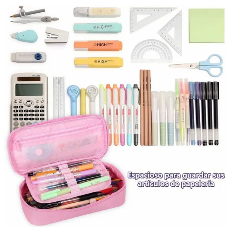 Lapicera De Gran Capacidad Para Niñas Sirena, Color Rosa