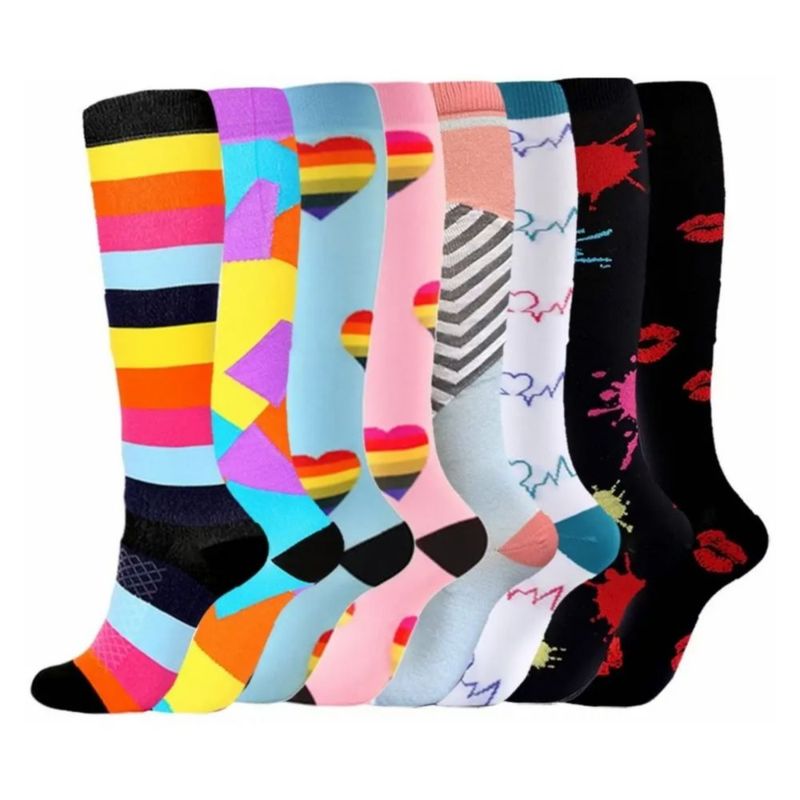 Medias De Compresión 20-30 Mmhg, 8 Pares Talla L-XL, Multicolor