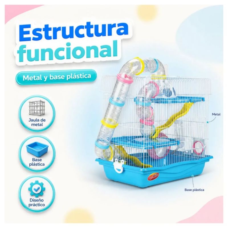 Jaula para Hámster con Rueda Y Accesorios Color Azul
