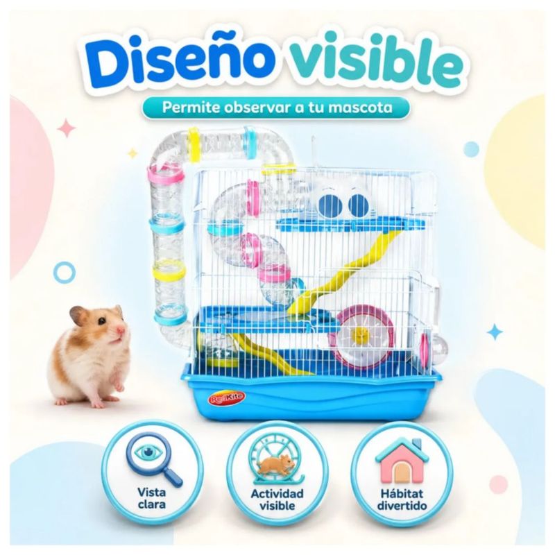 Jaula para Hámster con Rueda Y Accesorios Color Azul