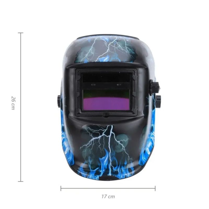 Careta Electrónica Soldar Automática Rayos, Color Negro/Azul