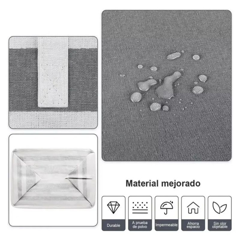 Cesto Grande P/ropa Sucia Y Lavandería Plegable De 75l, 2 Pz Gris Raya Orizontal