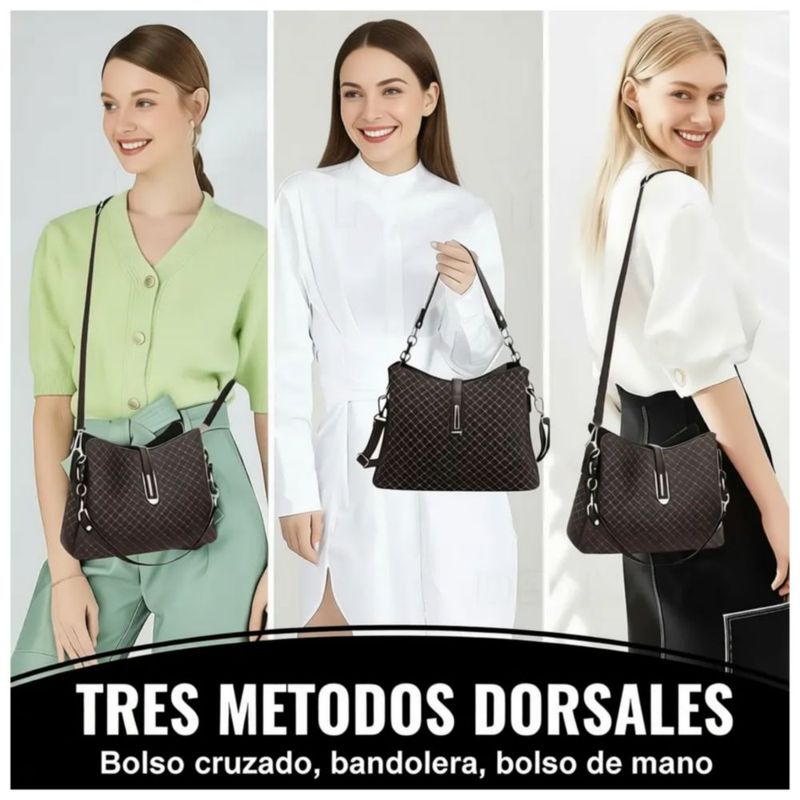Bolsa Mujer Dama Mod Gran Capacidad, Color Café