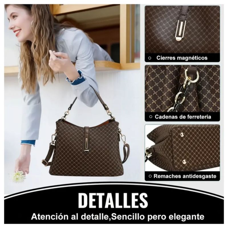Bolsa Mujer Dama Mod Gran Capacidad, Color Café