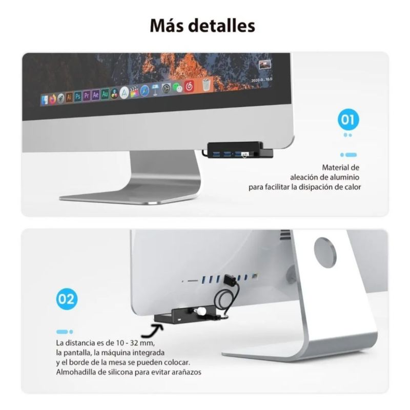 Hubs Usb Aleación De Aluminio 4 Puertos 3.0 Negro