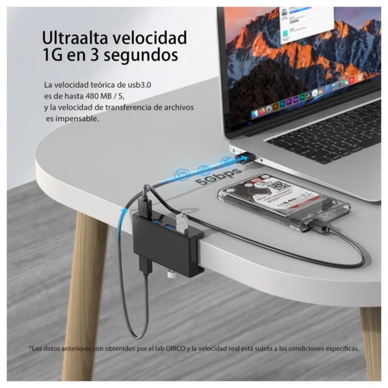 Hubs Usb Aleación De Aluminio 4 Puertos 3.0 Negro