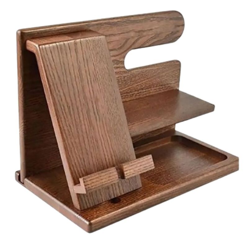 Organizador Buro Escritorio para Celular, de Madera Oscura